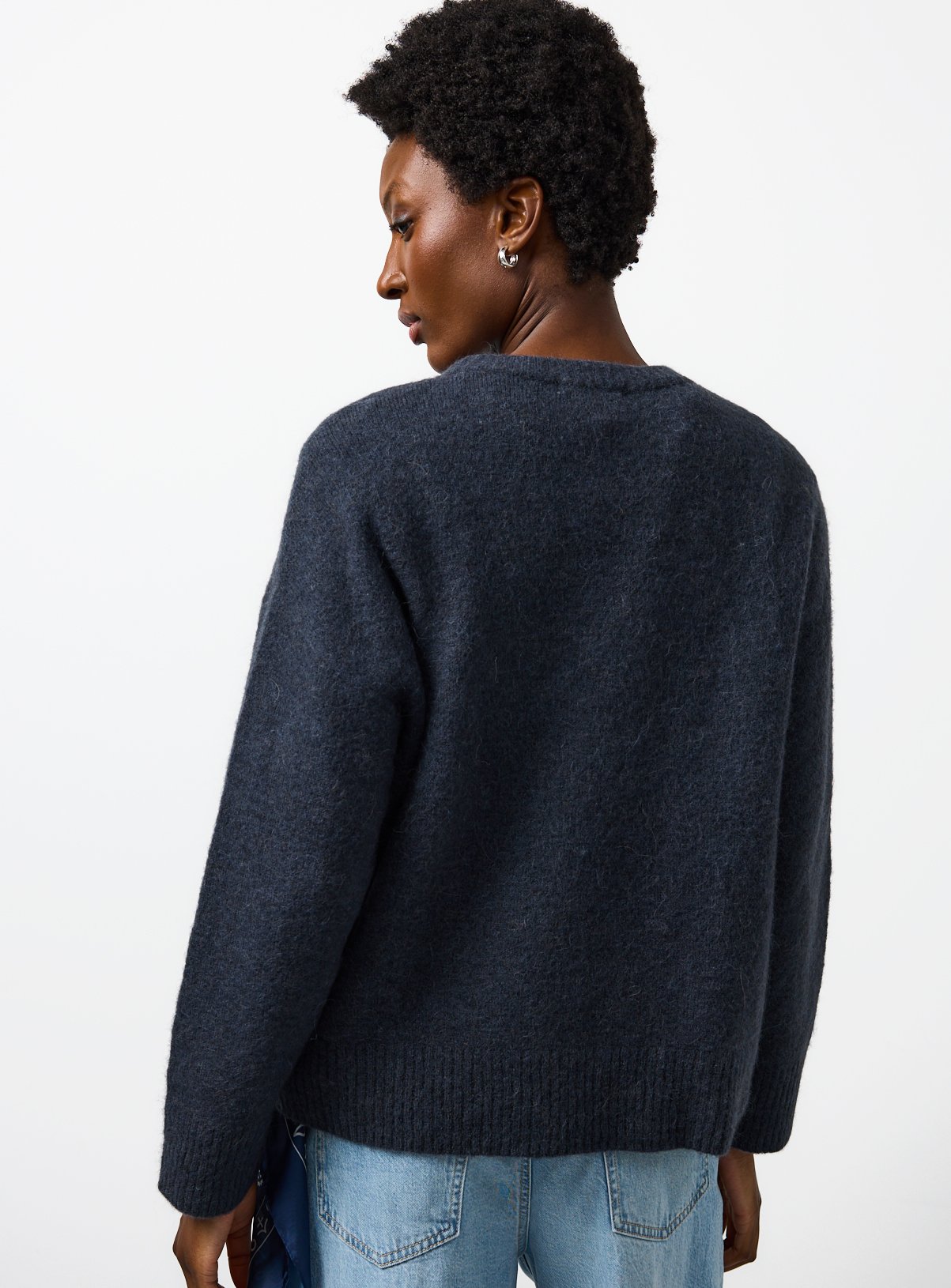 Dark Blue Alpaca Relaxed Crew Neck Jumper S - Image 4 thumbnail
